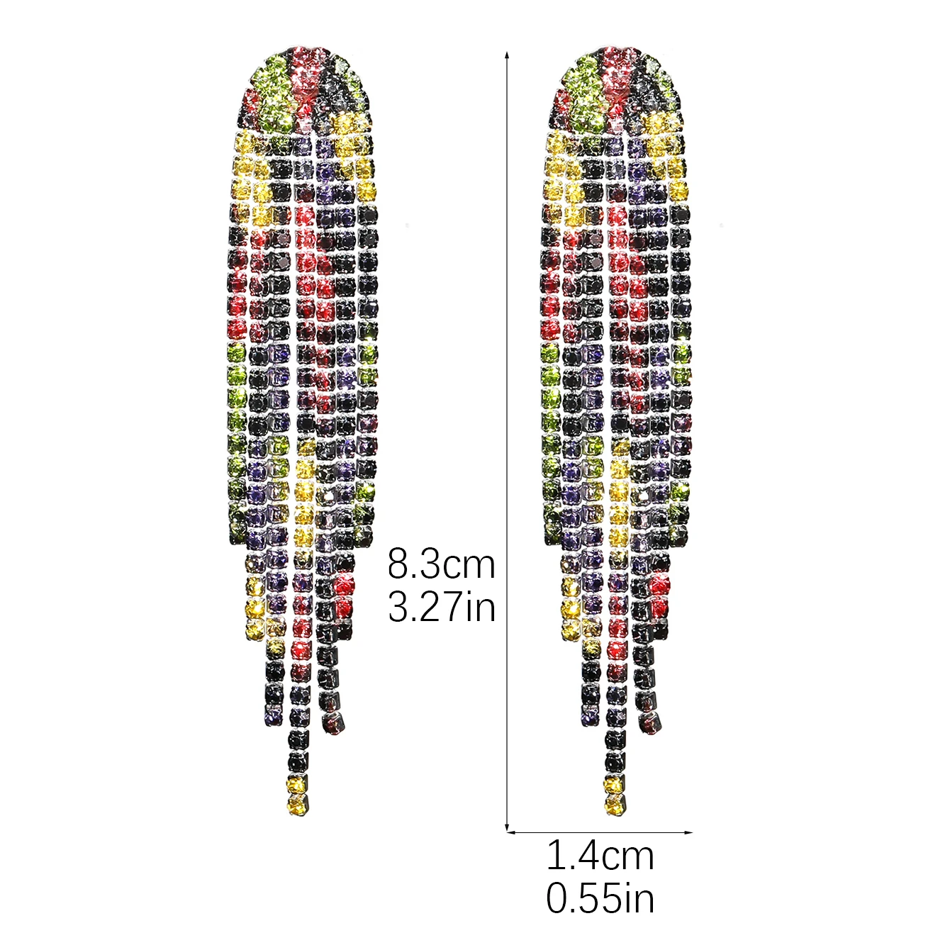 Rhinestone Tassel Earrings For Women Dress Colorful Fringe Prom Earrings Long Tassel Bling Crystal Dangle Drop Earrings