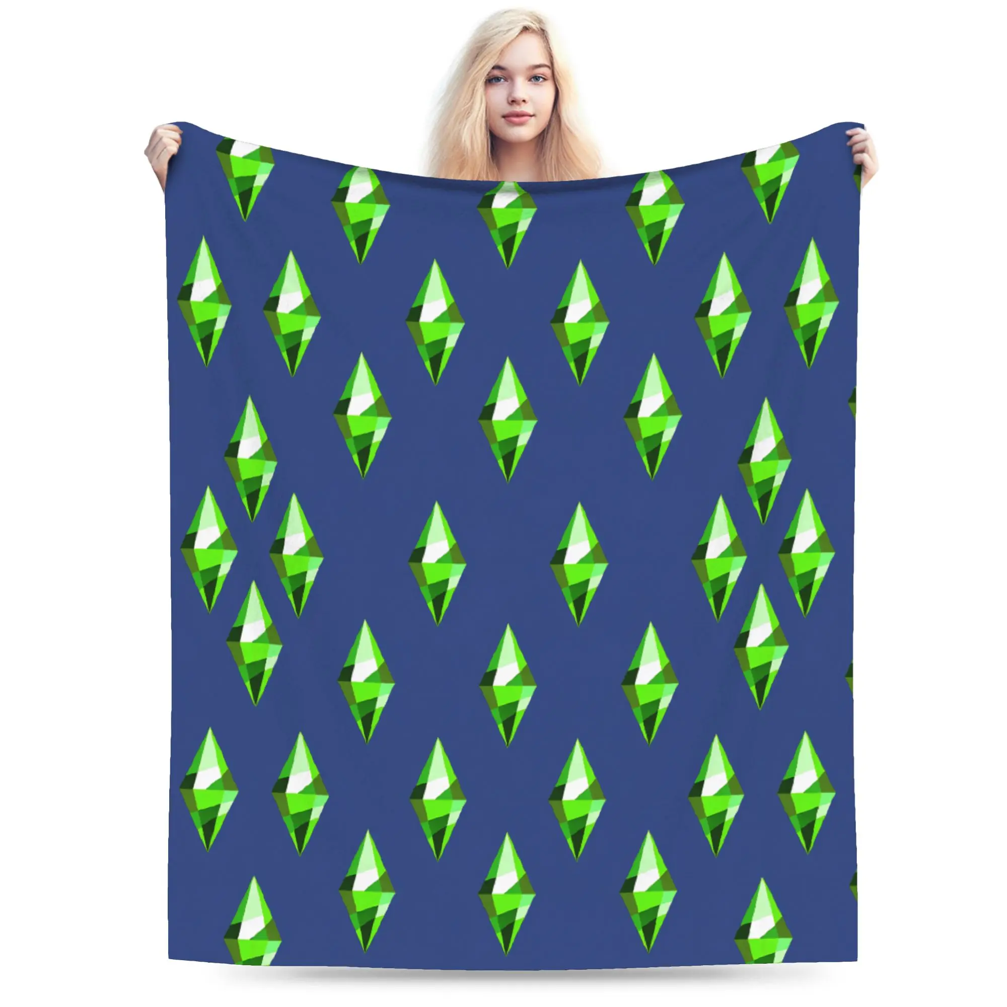 Sims 4 Plumbob-Manta de videojuegos, manta de felpa estética suave para sofá de niño, silla, colcha de franela, funda de cama