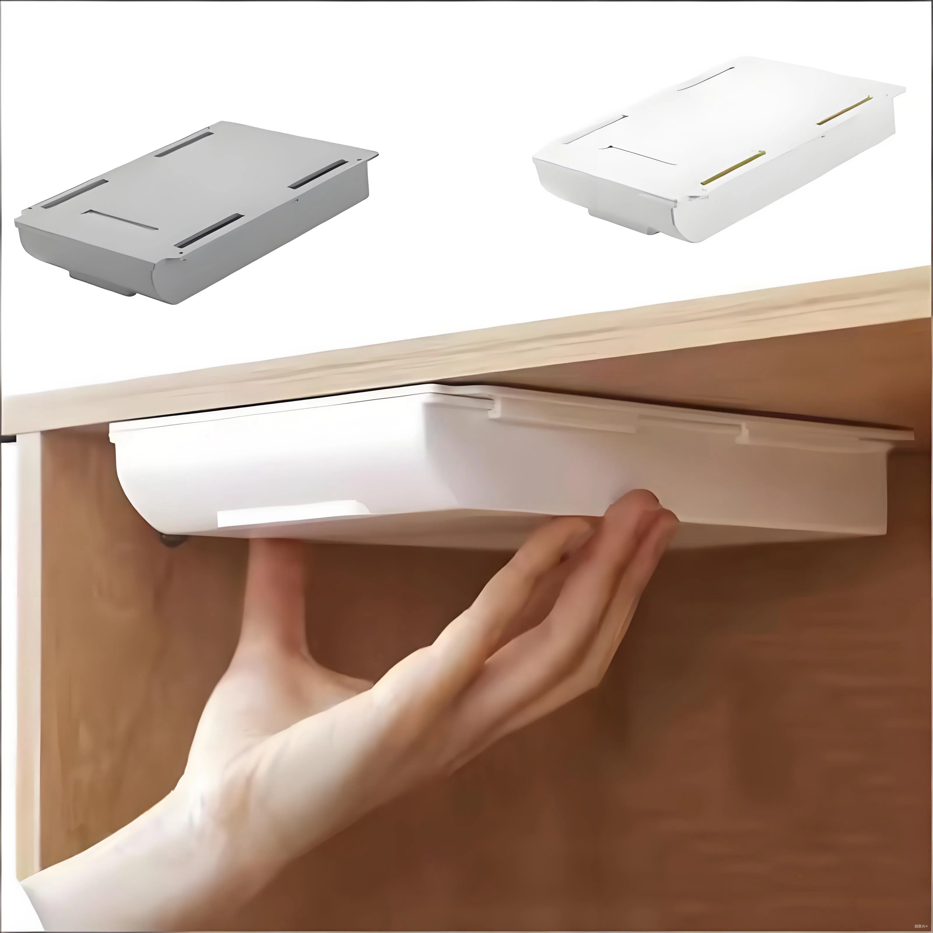 Drawer Type Storage Box Under Desk Punch Free Self Stick Desktop Organizer Invisible Office Stationery Sundries Storage Drawer