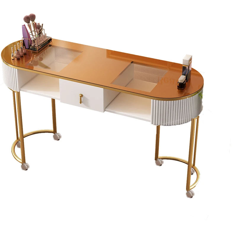 

Movable light luxury belt roller e****mical glass single Japanese manicure table manicure chair full set