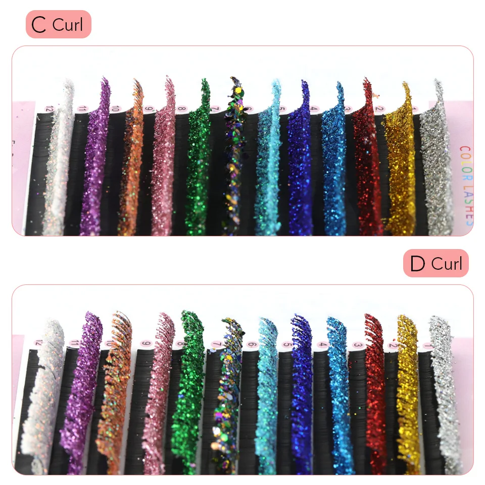 Mix colors glitter eyelash extension russian volume new diamond shiny false eyelashes silk individual lashes for makeup supplies