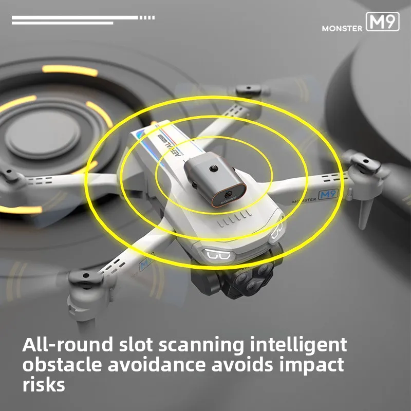 

The M9 drone features a three-camera high-definition aerial photography remote and an intelligent obstacle avoidance quadcopter