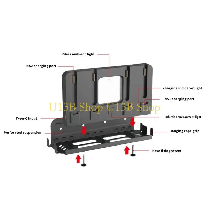 U13B Ergonomic Holder Flexible Dock Charging Dock Station Easy to Use for Consoles