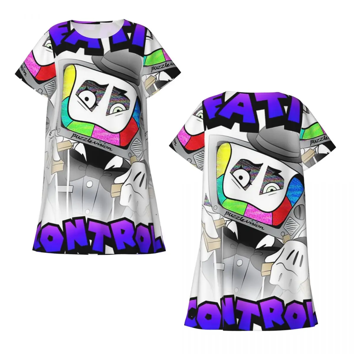 

Custom Creative Control (Mr. Puzzles) Short Sleeves Nightdress For Sleepshirts Women Short Sleeve Nightgowns Loose Pajama Dress