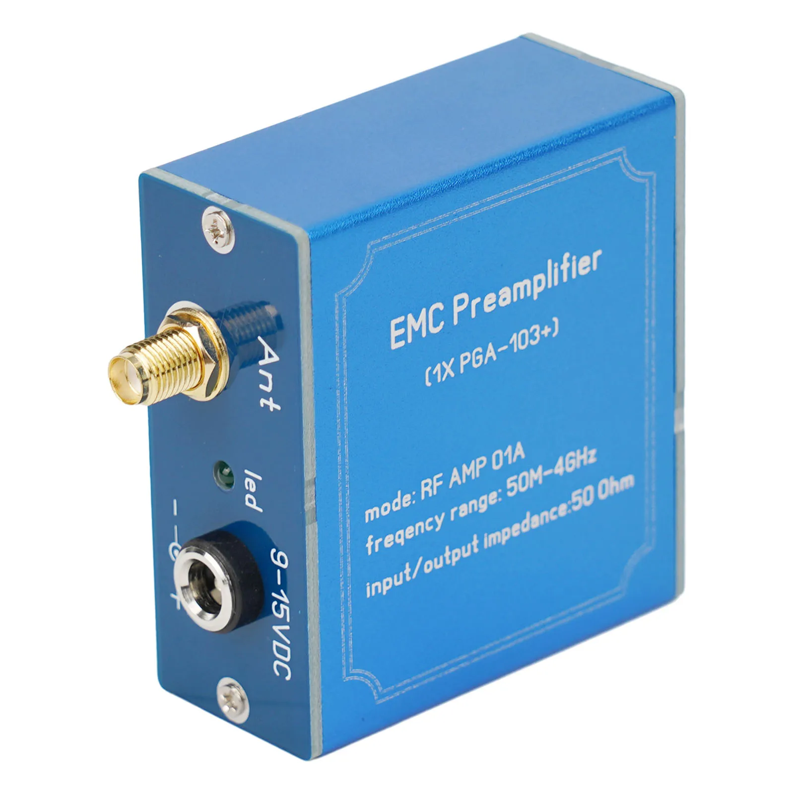 Banda ancha 50M 4GHz para preamplificador de señal LNA para sonda de campo magnético EMI usando Chip PGA103 + y conector hembra