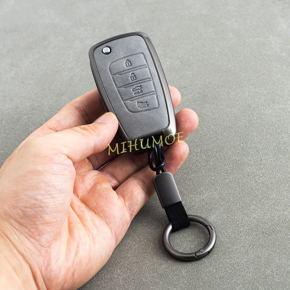 Flip Car Key Fob Case Cover Keychain For Hyundai Tucson Sonata Venue Accent Santa Fe Kona Elantra i30 3 4 Buttons Metal Leather