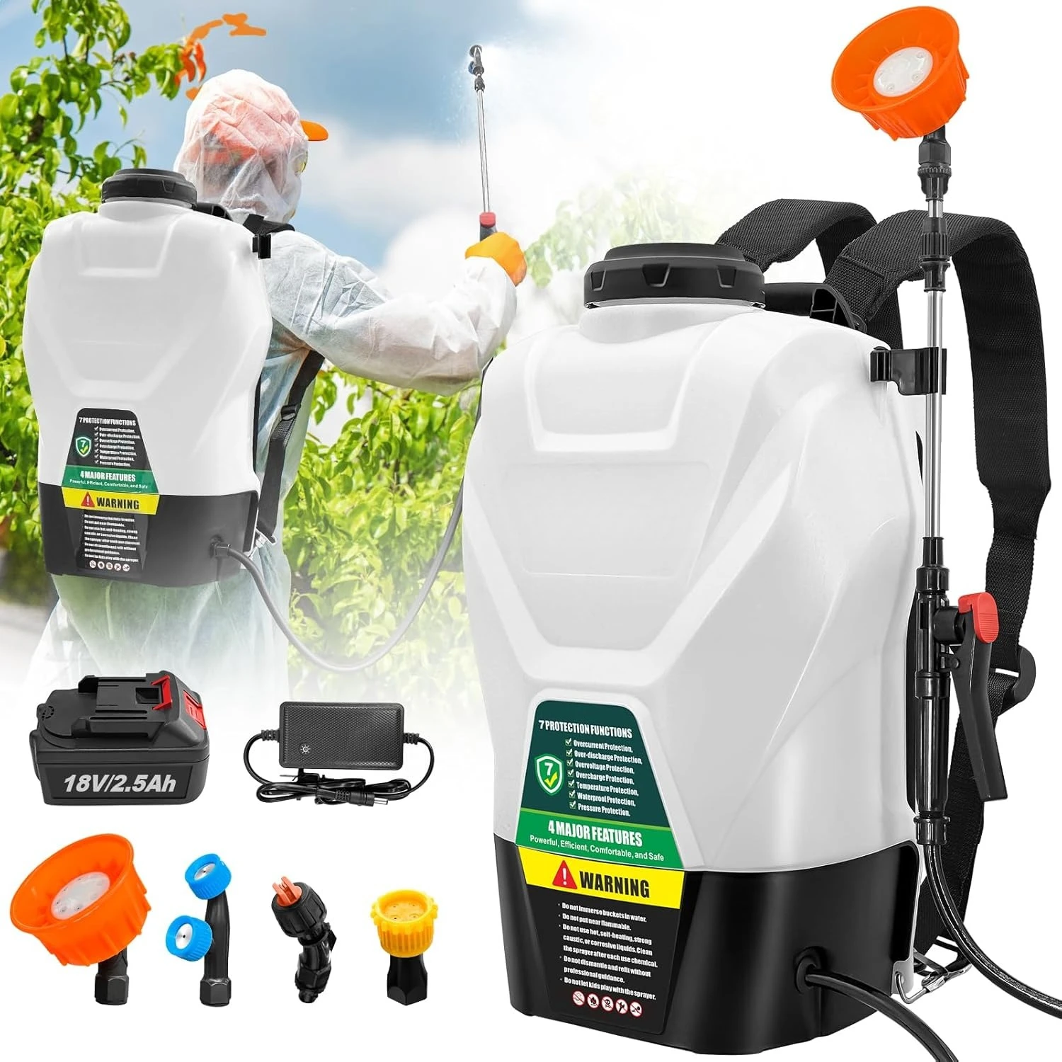 

Backpack Sprayer 4 Gallon Battery Powered Garden Sprayer, Electric Weed Sprayer Works Makita 18V Battery, 100 PSI, Telescopic