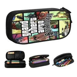 Custom Grand Theft Auto San Andreas Kawaii Pencil Case Girl Boy Large Capacity GTA Video Game Pencil Pouch Student School