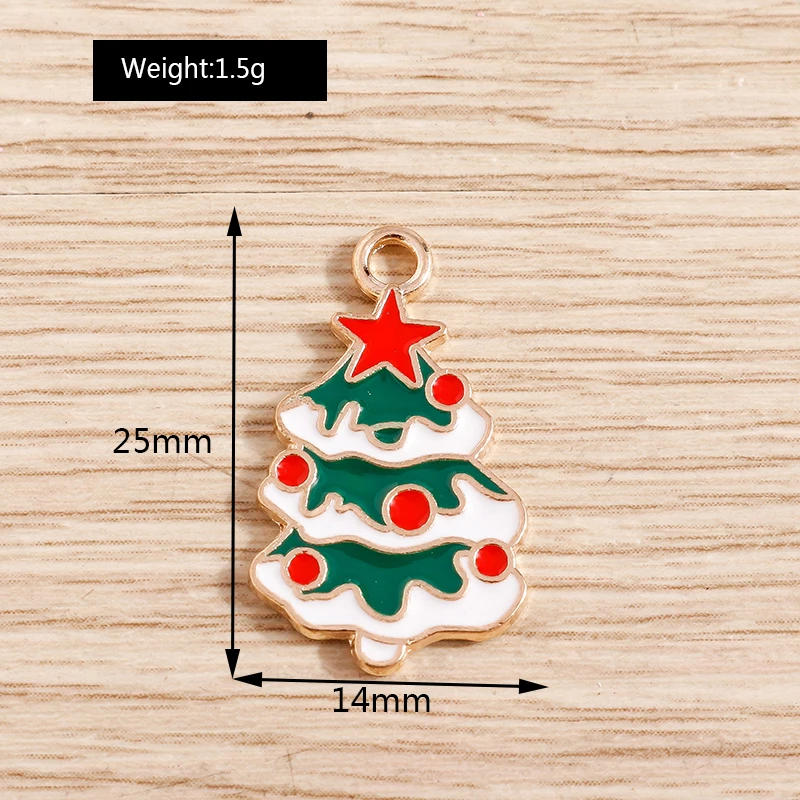 10pcs 14x25mm Enamel Christmas Tree Charms Pendants for Making Drop Earrings Necklace DIY Bracelets Jewelry Findings Accessories