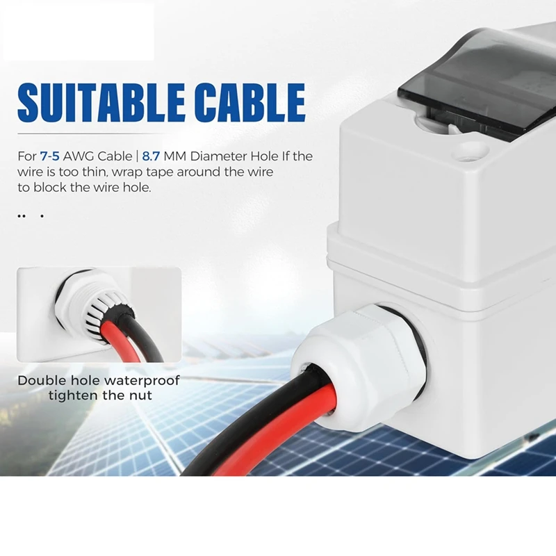 Solar Panels Disconnect Switch 32Amp AC Solar Shut Off Switch 400V 2 Poles, IP65 Waterproof UV-Proof For Solar PV Homes