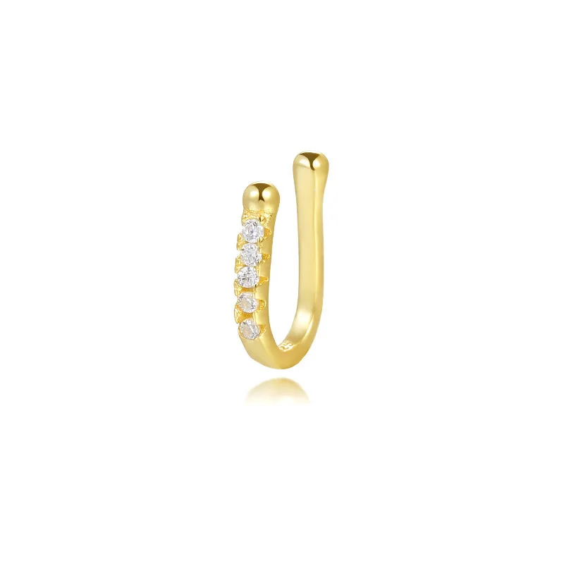 1pc 925 Sterling Silver Moon/Crown Zirconia Imitation Pierced Nose Ring, Unique and Delicate Clip-On Nose/Ear Clip Body Jewelry view 5