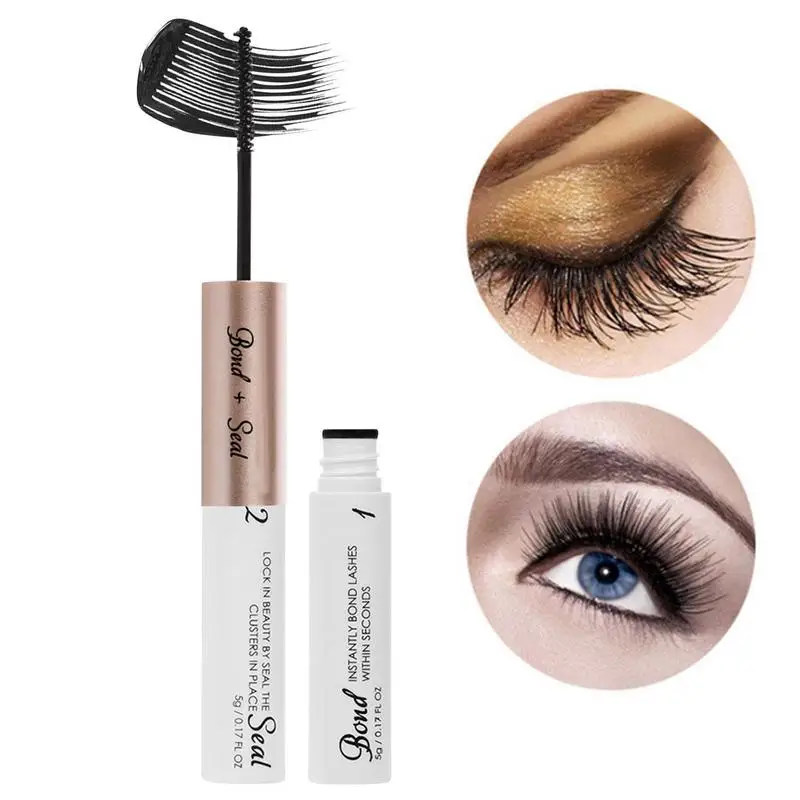 Lash Bond e Seal Kit de extensão para mulheres, cílios postiços, enxerte Cluster, cabeça dupla, secagem rápida, maquiagem