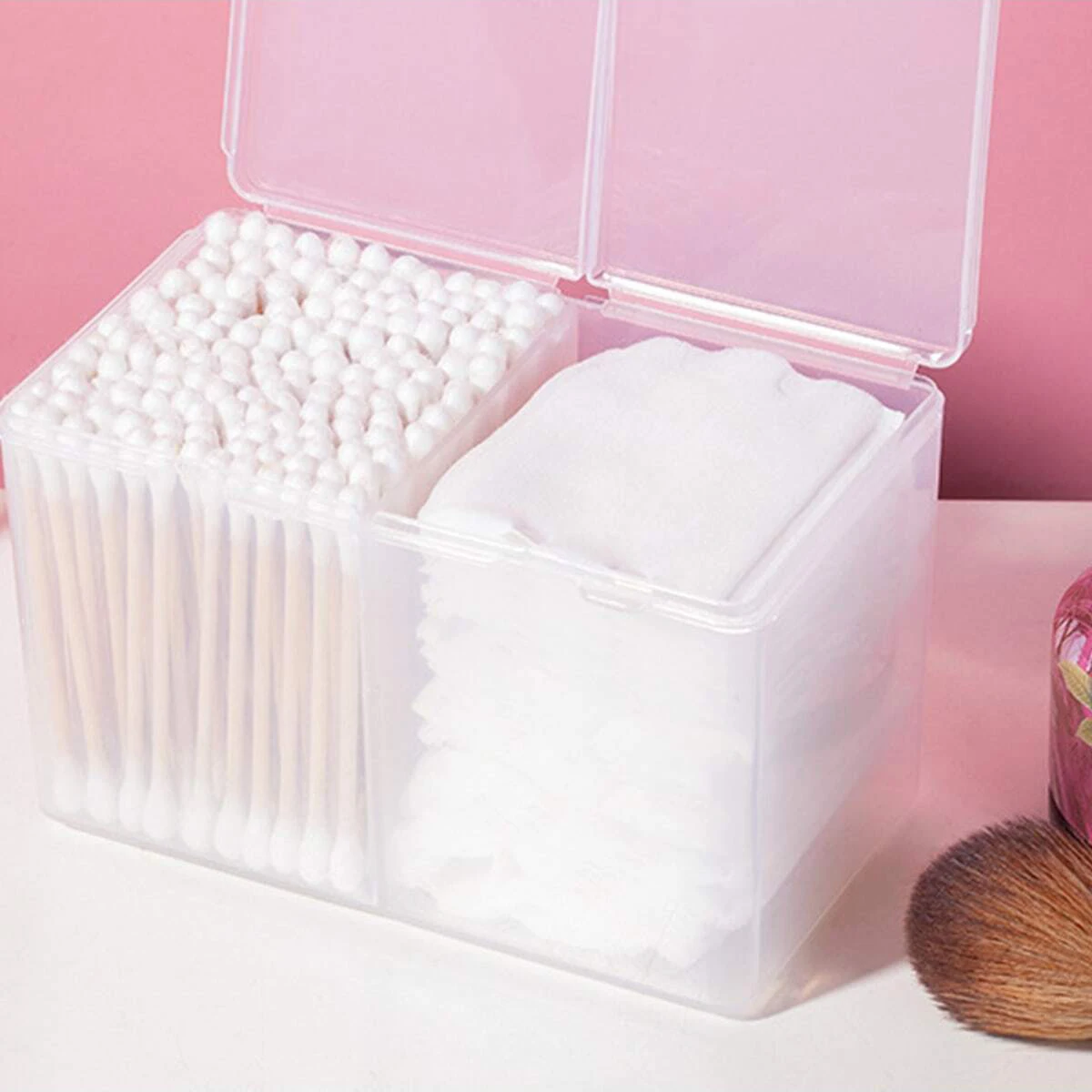 1PC Nail Towel Storage Box Cotton Sheet Storage Box Independent Double Cell Nail Wash Towel Storage Drum Cotton Stick Storage Bo