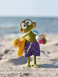 Swimming Circle Frog Handwoven DIY Material Wrapped with Wool Crochet Doll Knitting Yarn Ugly Doll Gifts To Boyfriend Knitted