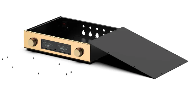 Imagem -03 - Accuphase C245 Pré-amplificador de Potência de Alumínio Completo Faça Você Mesmo Chassi vu Medidor Caixa Case Amp Faça Você Mesmo 430*100*330 mm