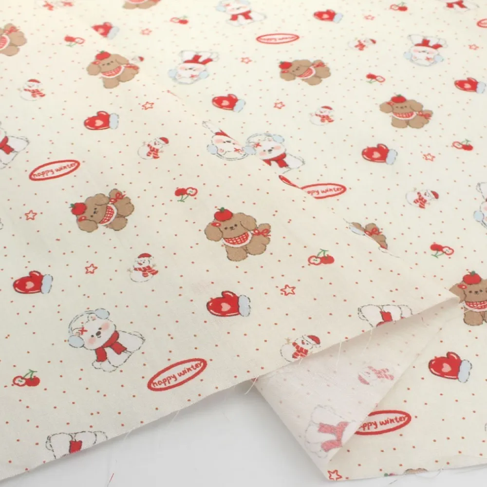 

ZYFMPTEX New Soft Pure Cotton Cartoon Printed Snowman Apple Bear Fabric 145x50cm DIY Clothing Sewing Dress Made Of Cotton Fabric