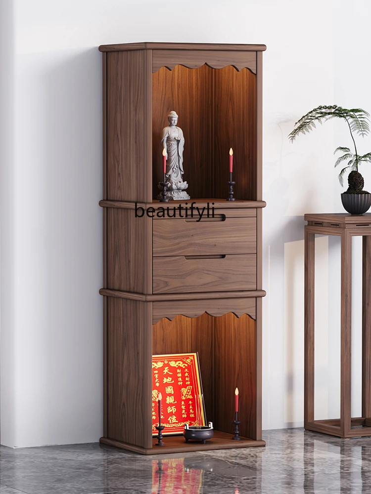 Solid Wood Double-Layer Altar Cabinet New Chinese Buddha Niche Landlord Cabinet Buddha Cabinet Clothes Closet