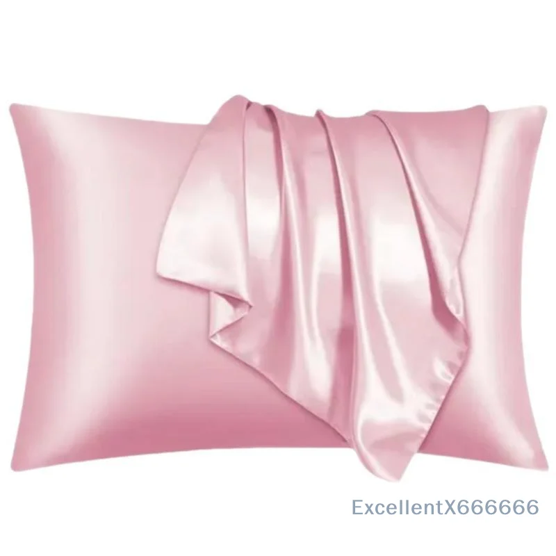 Satin Pillowcases 2Pcs Pink No Pilling Ultra Soft Hair & Skin Protective for Home Bedroom Deep Bedding Sleep