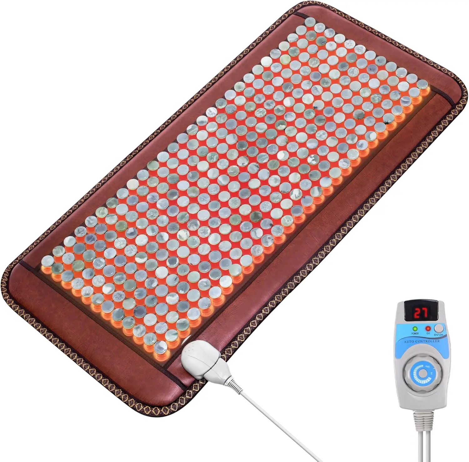 Natural Blue Jade Heating Pad, Infrared Heating Pad, Far Infrared Heating Pads With Travel Bag And Chair Strap, Smart