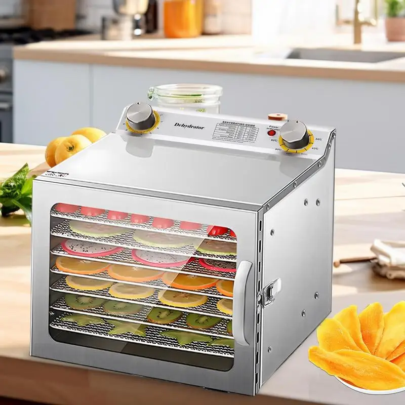 Food Dehydrator Stainless Steel Large Capacity Jerky Dryer with 8 Trays Temperature Control Energy Saving Electric Food