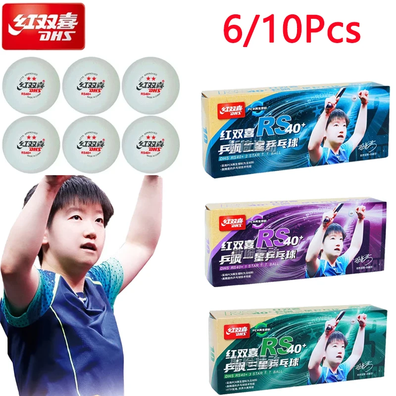 2025 جديد حقيقي DHS كرات تنس الطاولة 6 /10 قطعة مادة جديدة RS40 + بينغبونغ الكرة 2025WTT المنافسة 1/2/3 نجوم كرات التنس #1