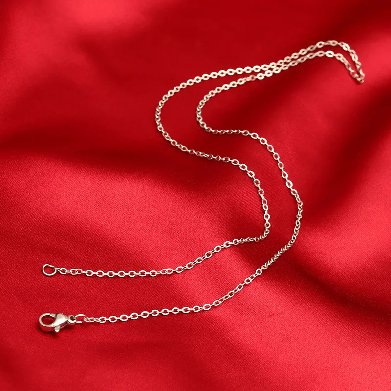 wholesale 5pcs/lot 925 Sterling Silver Chain necklace,Fashion Men/Women DIY Jewelry Rolo Chain 1mm Necklace 16 18 20 22 24