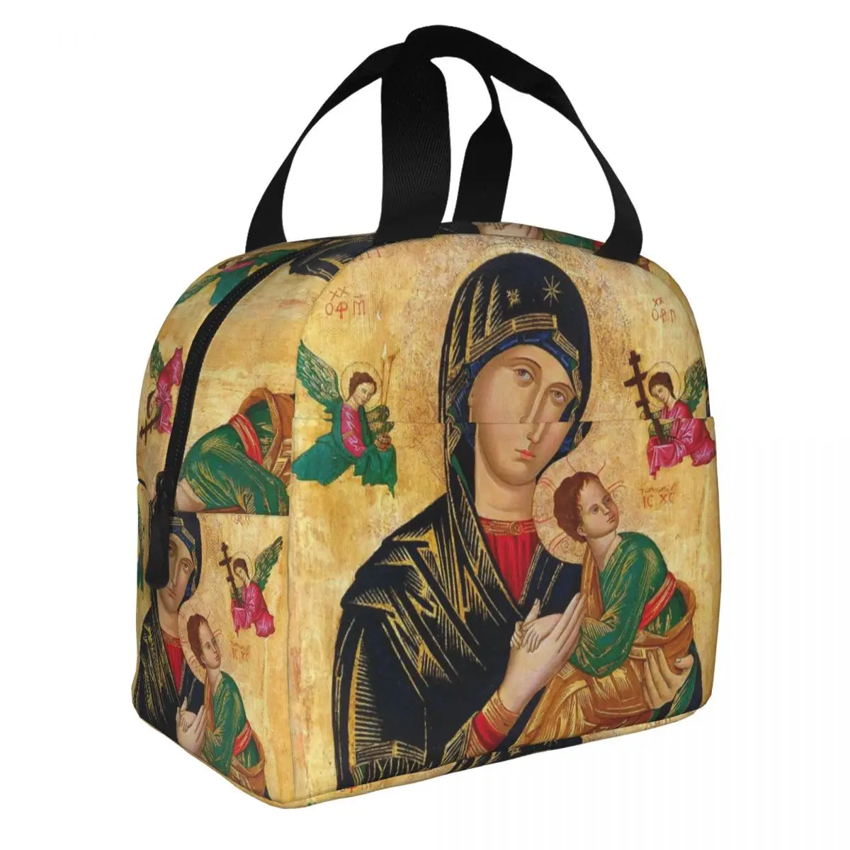 Custom Our Lady Of Perpetual Help Insulated Lunch Tote Bag Women Roman Catholic Virgin Mary Portable Thermal Cooler Bento Box