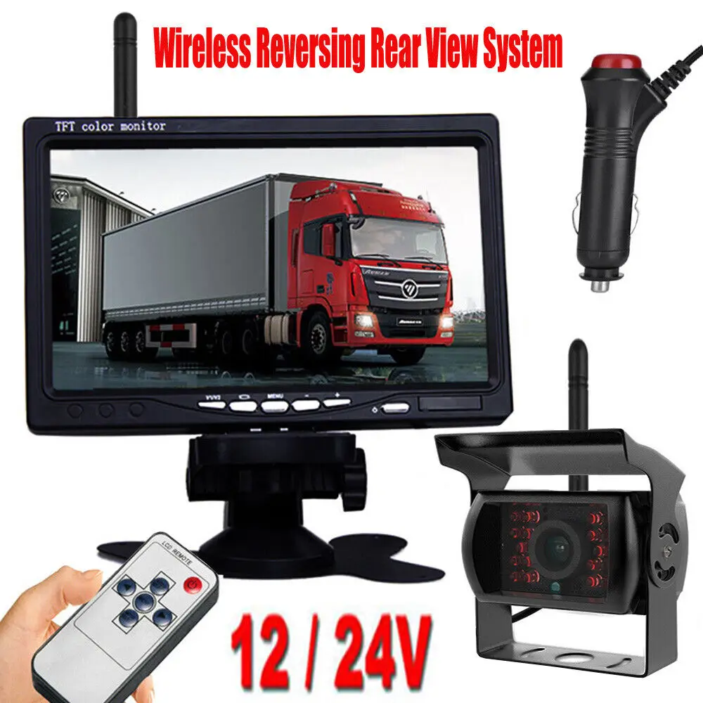 

Wireless Car Backup Camera 7" Monitor Truck Caravan Rear View Reverse System