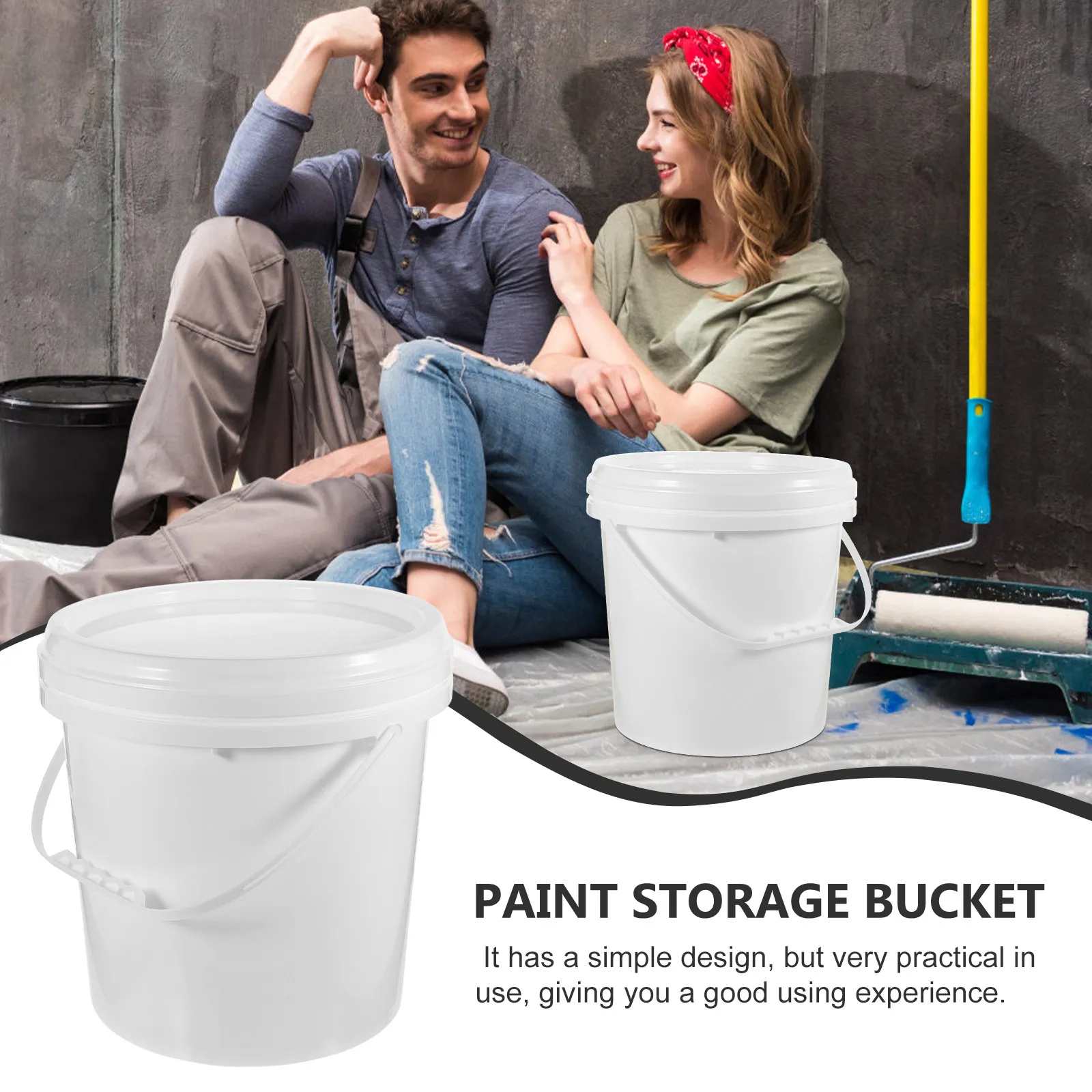 10L Paint Bucket with Airtight Lid Food Grade Hdpe Round Storage Container for Painting Pigment Mixing Oil Wine Water Outdoor