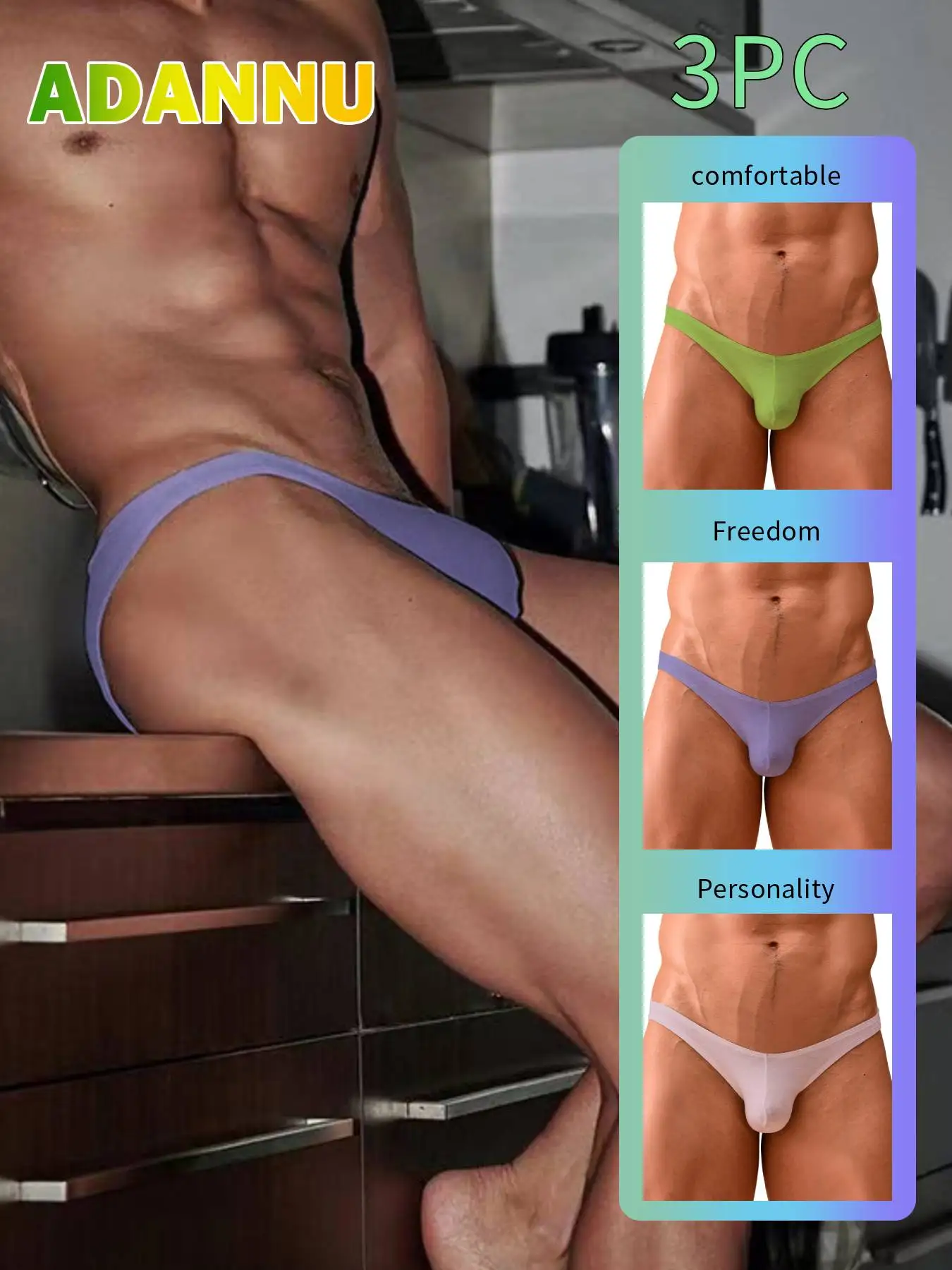

3pcs-Men's Modal Sexy Briefs: Ultimate Comfort for Sports! Low-Rise Design, Lifts & Shapes, Breathable, Enhanced Performance.