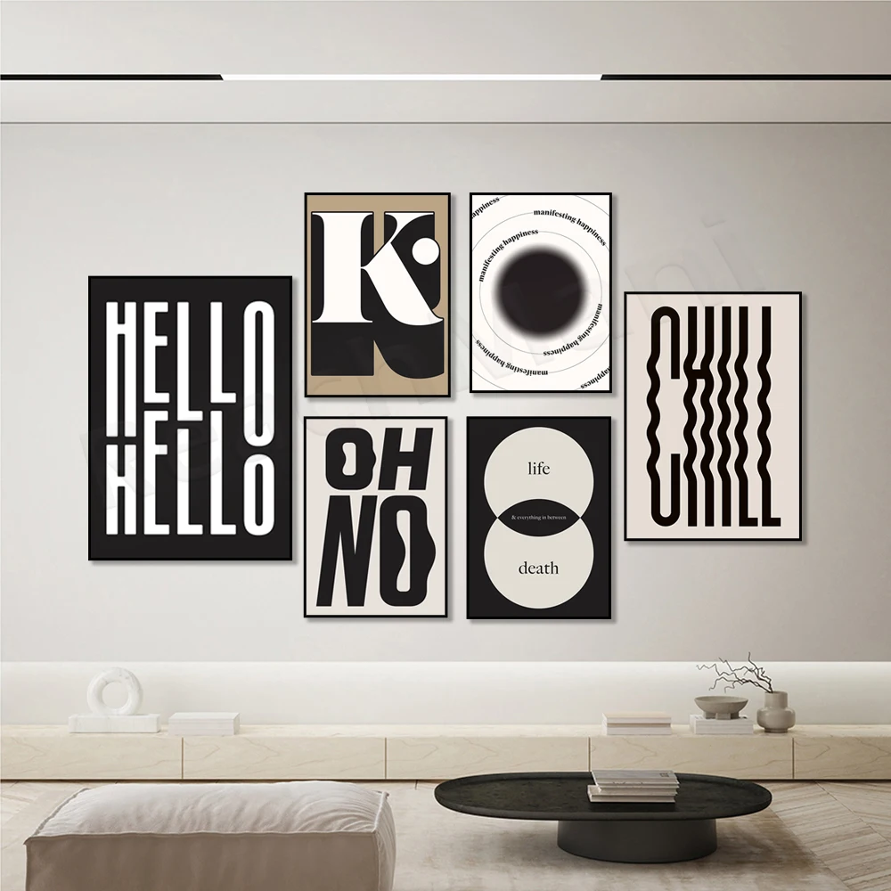 طباعة حرف K كابيتال، طباعة موافق، المشاعر الجيدة، طباعة مرحبا مرحباً، اقتباسات إيجابية، ملصق تحفيزي للسعادة