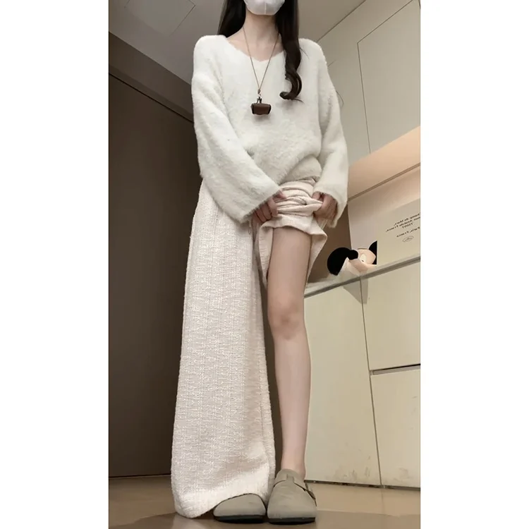 الوردي الحلو عادية مستقيم الساق السراويل النسائية الخريف الشتاء جديد تنوعا التخسيس عالية الخصر ثنى الطابق طول السراويل