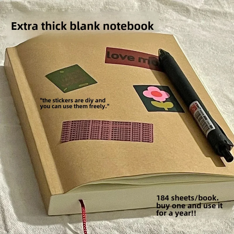 Extra Thick Notebook Thick Notebook Students Use Blank Book Kraft Paper Notes Journal Book Scribbling Pad Writing Pads