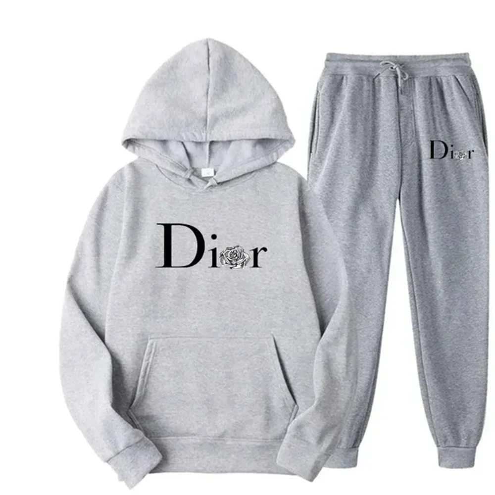 WK001 autumn and winter new brand print set, hooded shirt+pants two-piece set, fashionable casual sportswear streetwear women