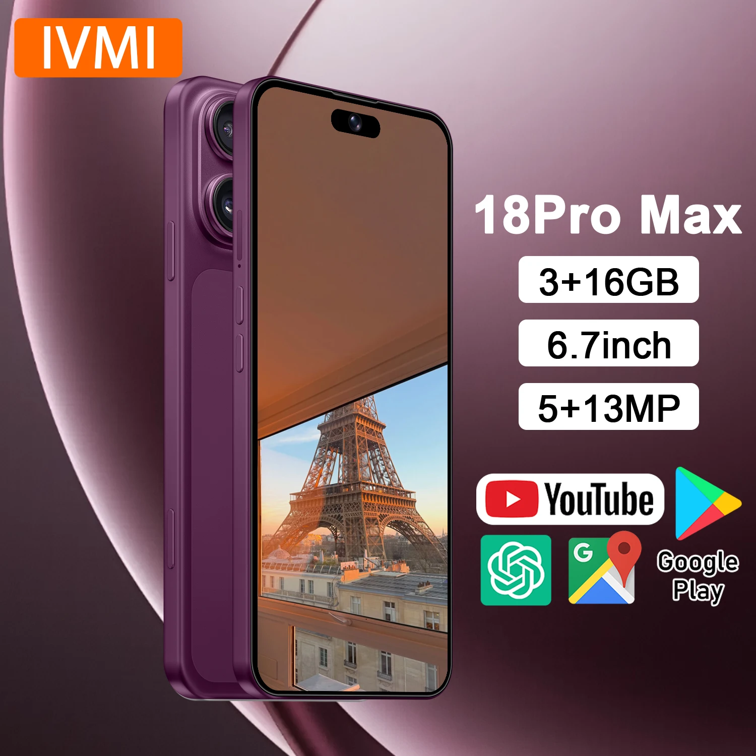 IVMI Smartphone 4G 18Pro Max Mobile Phones Smartphone Android Cell Phone 6.7