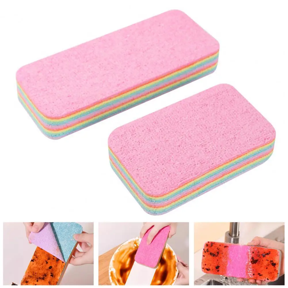 

Durable Rainbow Rag Sponge Eco-friendly Rainbow Rag Pva Wrap Sponge Set for Super Absorbent Kitchen 2pcs Technology Sponge