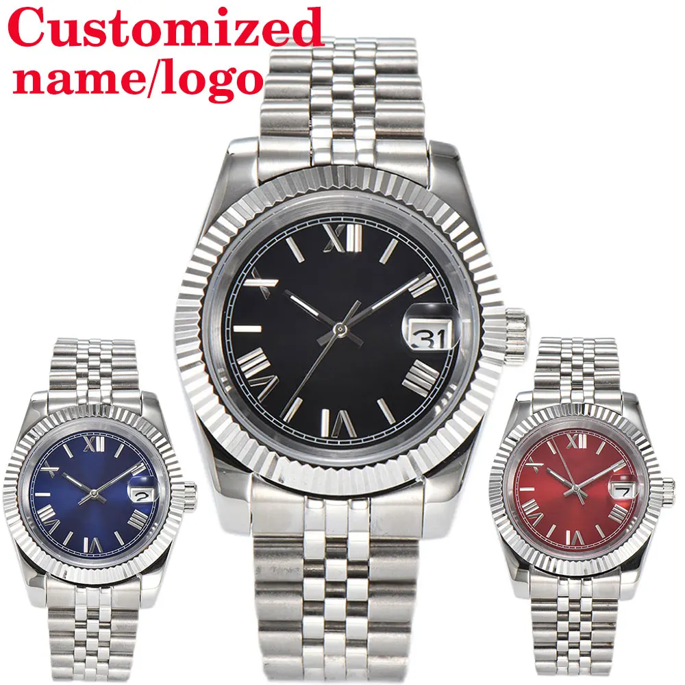 NH35 Watch Customized logo Automatic Movement Sapphire Glass Roman dial 39mm/36mm Men\'s Watch 316L Stainless Steel Case