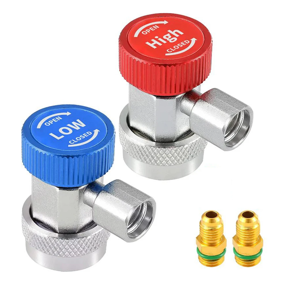 R134A 2 Sets Car A/C Air Condition Adapters Quick Coupling H/L Manifold Connector Remover Tool Air Conditioning Accessories