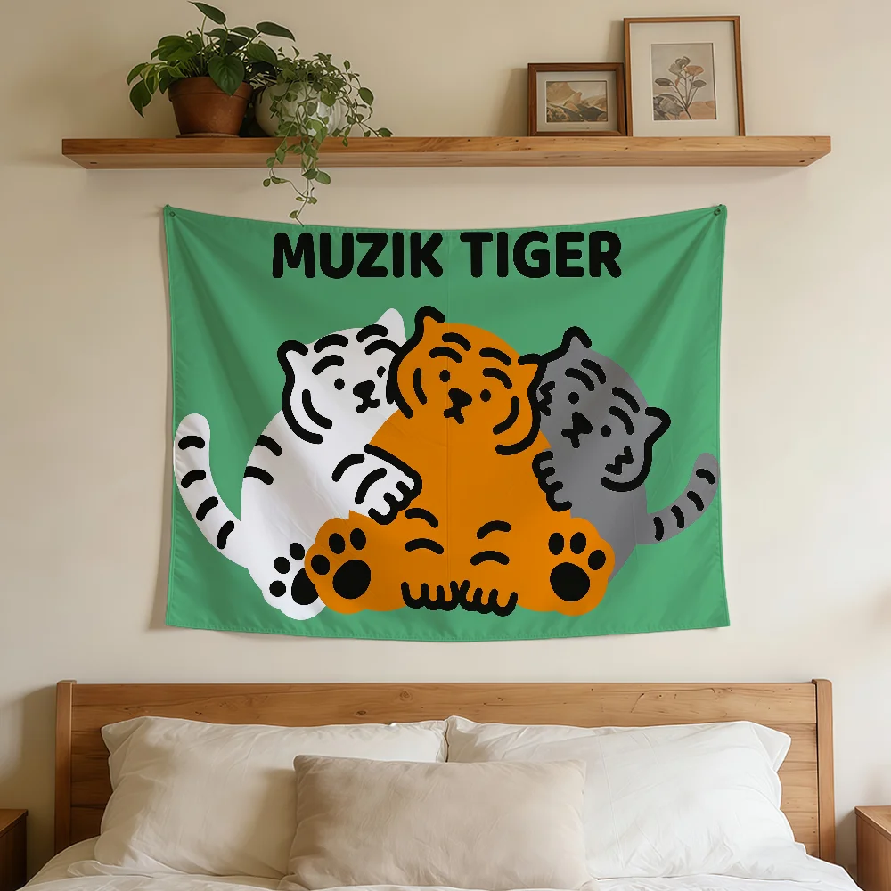 CARTOON M-MUZIKS T-TIGERS Flag Durable Outdoor Indoor Patio Festive Decoration Classic Design Pole Wall Room Banner