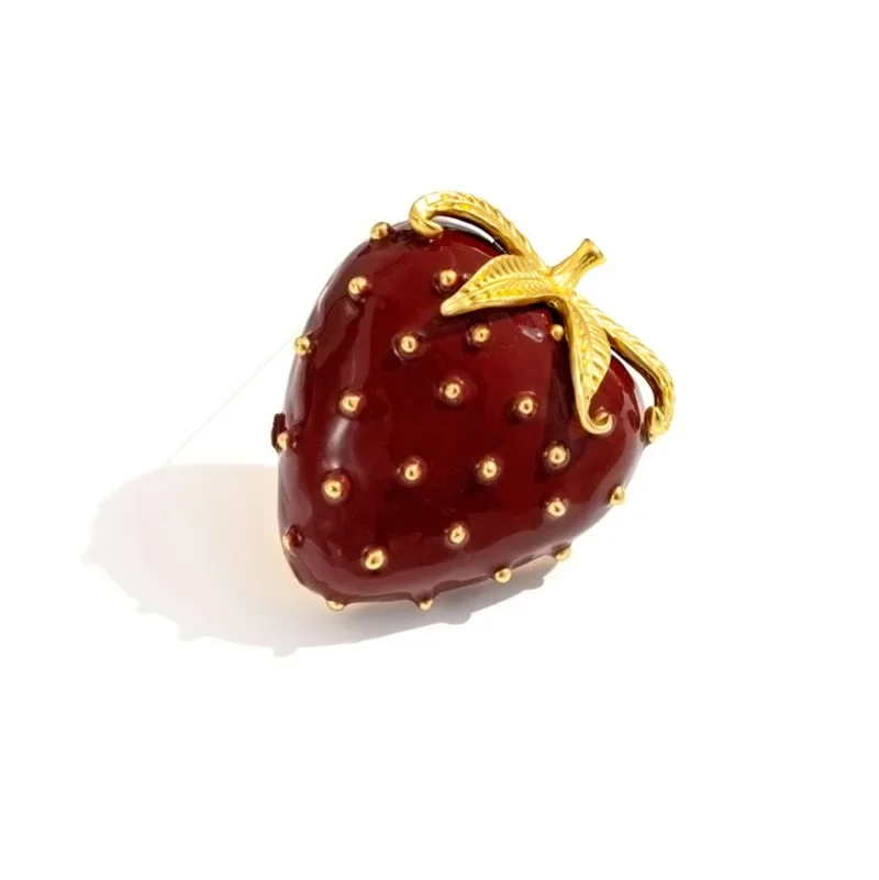 Women Strawberry Gemstone Brooch Clothing Pin Jewelry For Party