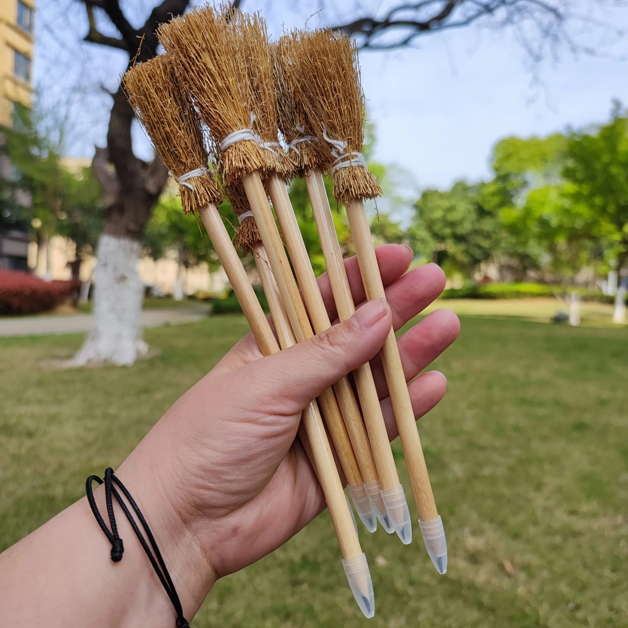 6pcs Creative Mini Broom Styling Pencil Wizard Broom Pencil Halloween Theme Small Gift Fun Decoration Writing Pencil