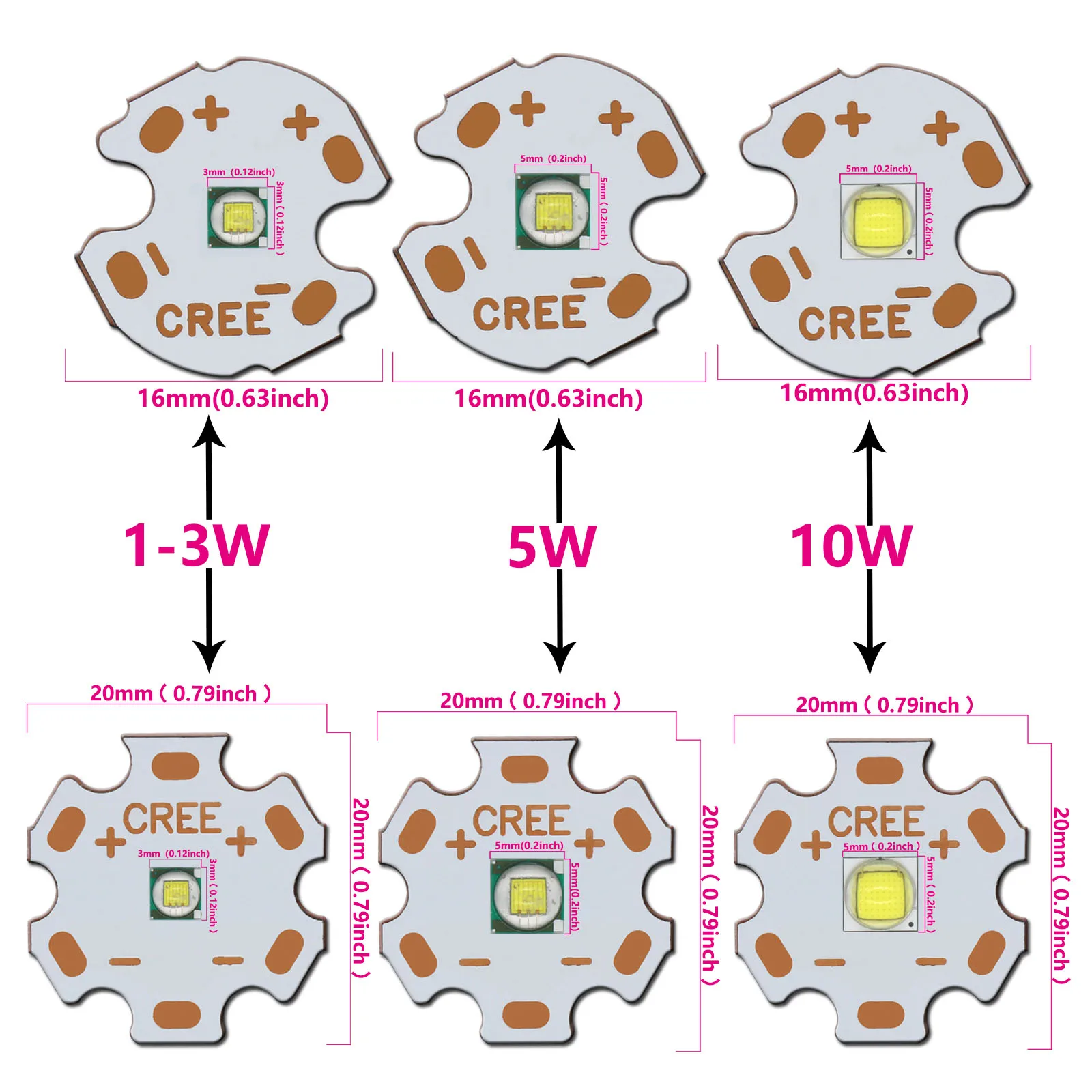 NEW Type LED Beads 1-3W 5W 10W 6500K 10000K High Power LED Emitter Diode 50.2 Flashlight Headlight Searchlight  Copper white