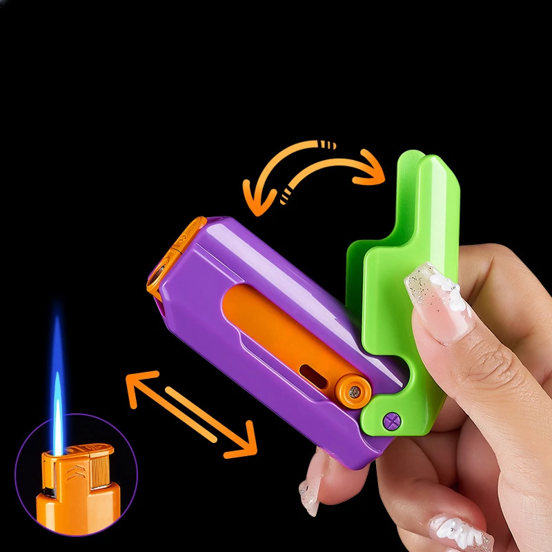 2024 Gravity Retractable Carrot Rechargeable Lighter Windproof Tungsten Luminous Cigarette Lighter Outdoor Toy Men\'s Gift