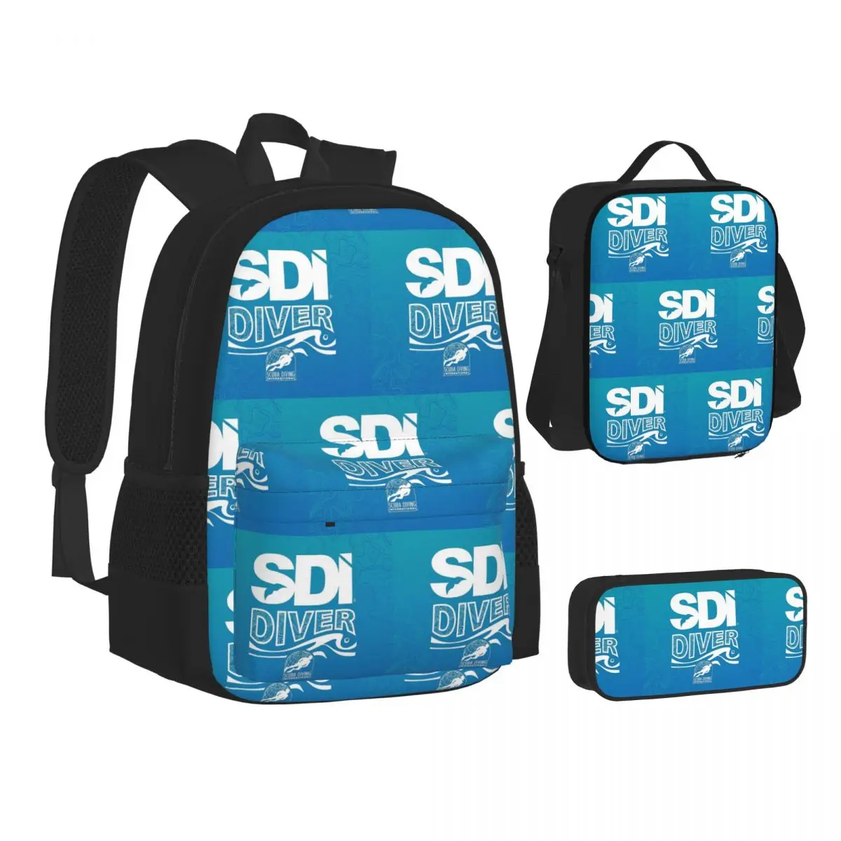 

Scuba Diving Dive Diver Sea Snorkeling Sports Backpacks Bookbag School Bags Kids Rucksack Lunch Bag Pen Bag Three-Piece Set
