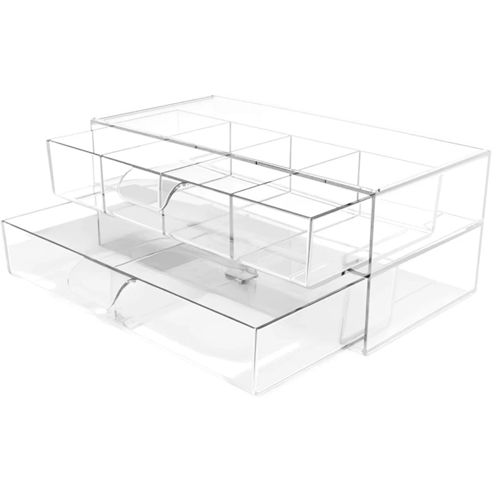 

Makeup Storage Rack Cosmetic Storage Box Transparent Plastic Box Organizador Desktop Jewelry Dustproof Drawer Box