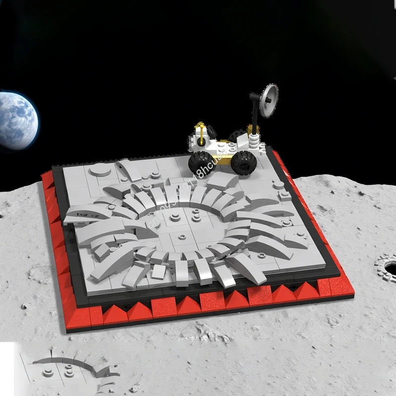 Diorama MOC para plantar la bandera, modelo espacial, bloques de construcción, arquitectura de cumpleaños, juguetes DIY, ladrillo educativo, regalos de navidad, 445 Uds.