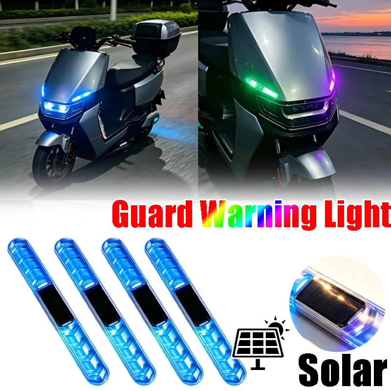 Barra de Luz Solar de Advertência para Porta de Carro, Faixa Colorida Piscante para Anticolisão, Decoração Perfeita para Motocicletas, Acessório de Se