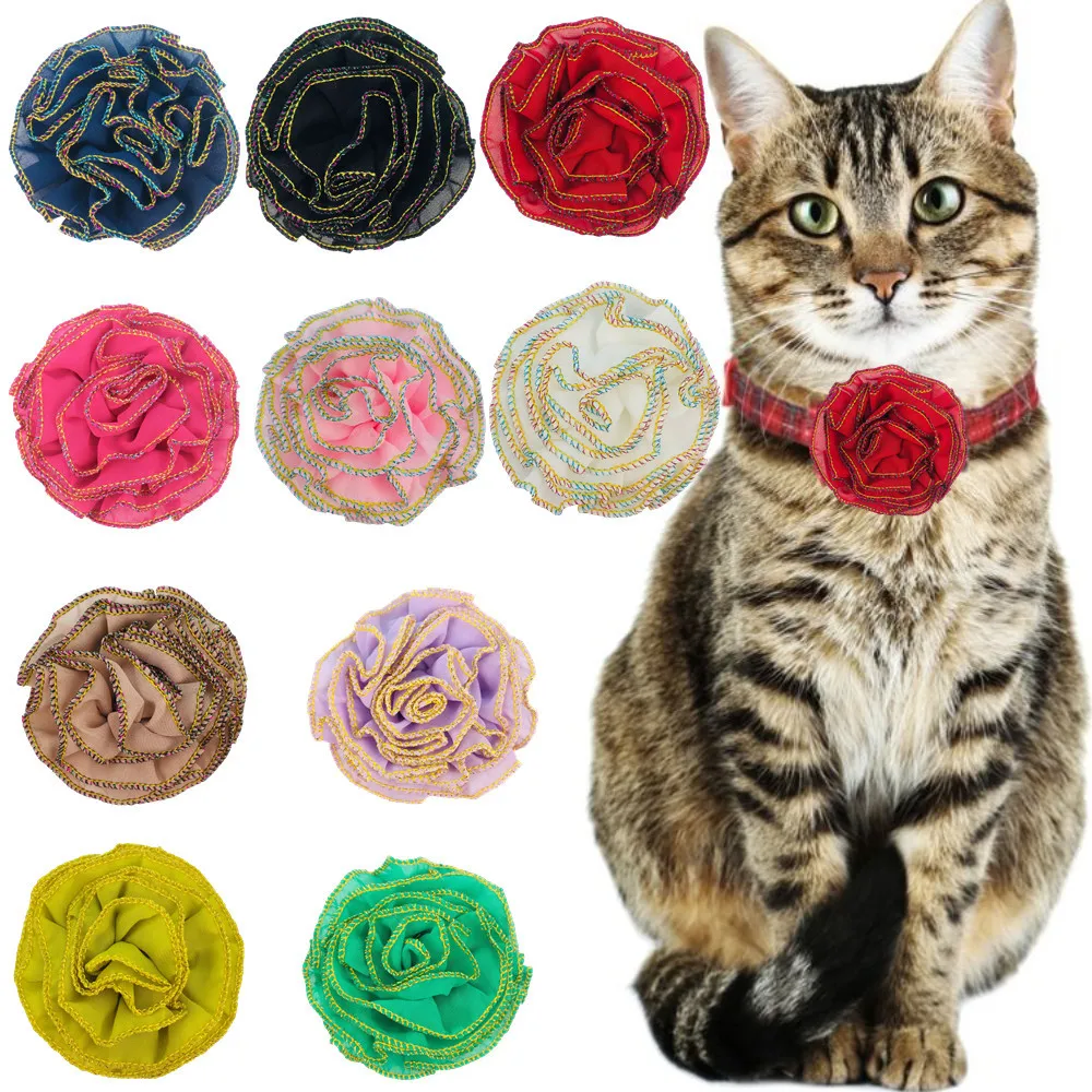 

450pcs Wholesale 8cm New High-grade Gold Wire Lock Edge Curly Pet Charm Flower Cat Dog Accessories Hairpin Headband