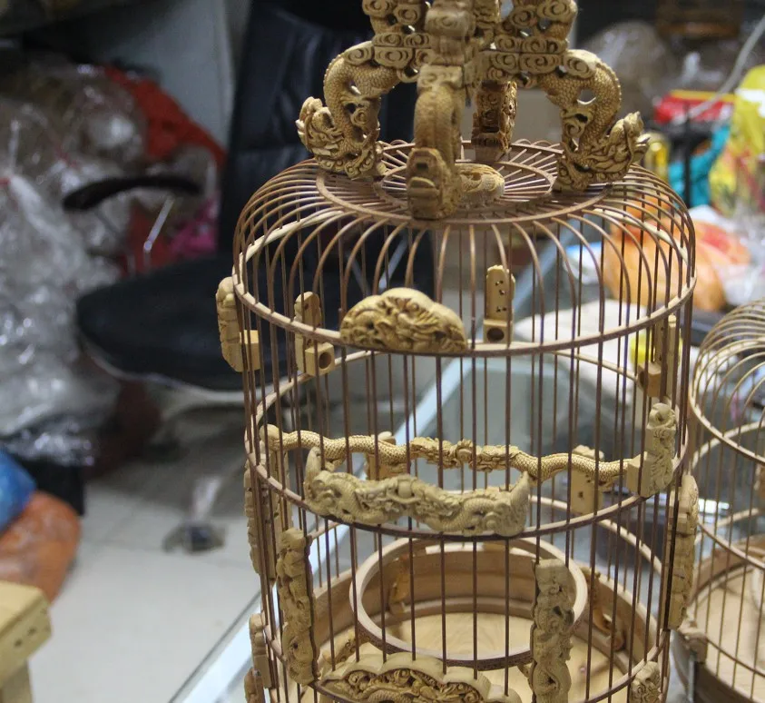 Cage prince cage boxwood + old bamboo hand-carved bird cage