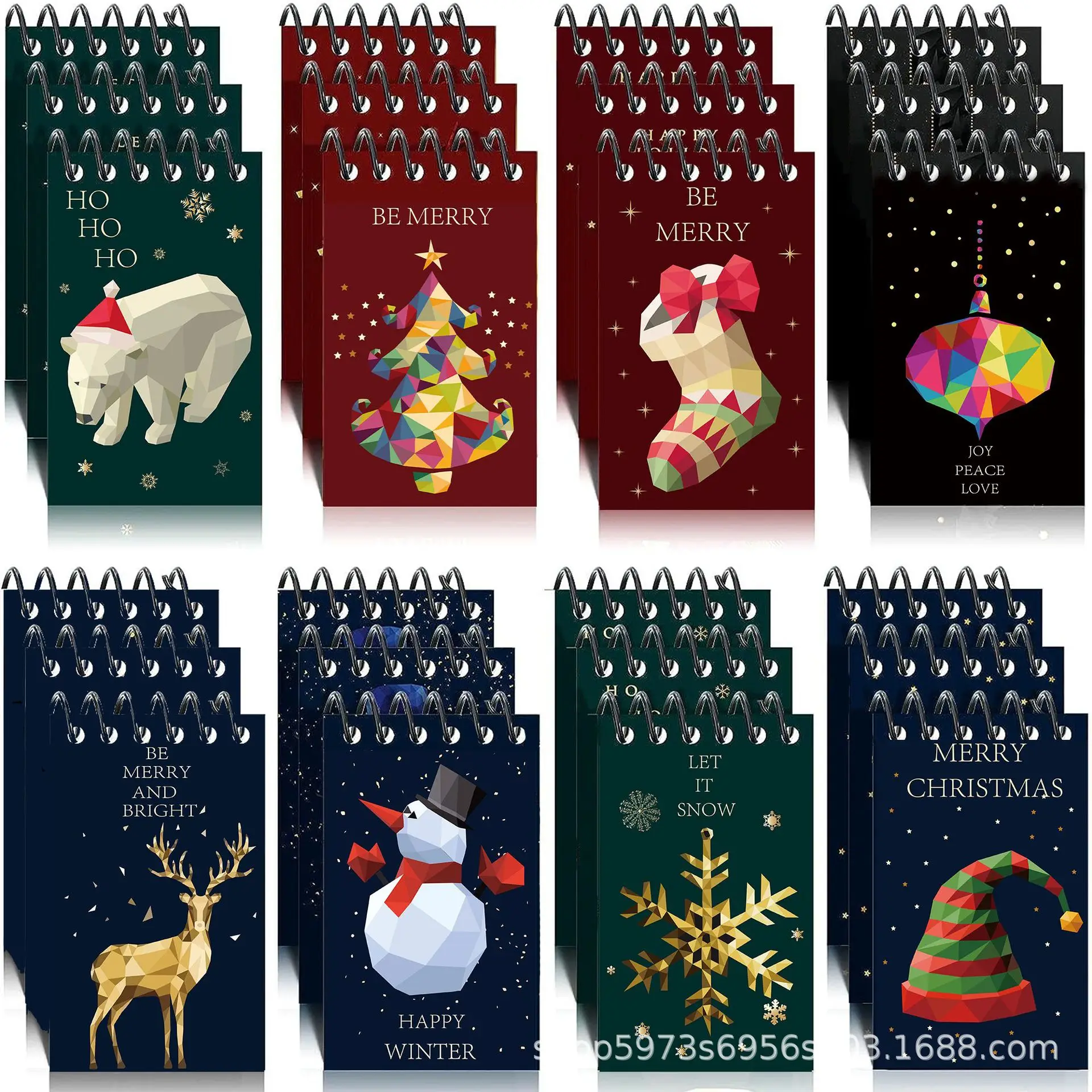 8pcs Christmas Series Small Book Mini Pocket Notebook Portable Diary Note Children\'S Prize Gift Planner Agenda Memo Stationery